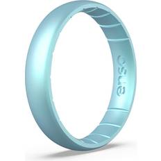 Silicone Rings Enso Rings Thin Birthstone Silicone Ring Unisex Wedding Engagement Band Comfortable Breathable Band 4.3mm Wide, 1.75mm Thick (Aquamarine, 7)