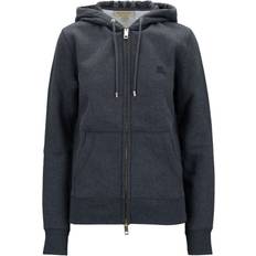 Burberry Hoodies Jumpers Burberry Logo Embroidery Cotton Zipper Jacket Coat - Grey