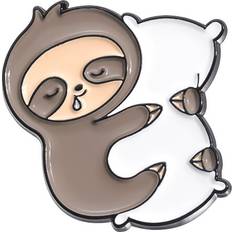 Brown - Women Brooches SLOERT (QHXZ1176) Playful Unique And Sloth Metal Badge Adorable Enamel Pin Quirky Coffee Donut Banana Design Creative Decoration For All