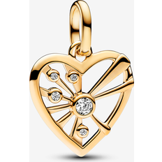 Pandora Transparent Charms & Pendants Pandora Heart & Rays Medallion Charm 14k gold plating Cubic zirconia