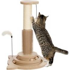 Pawhut Cat Scratching Post with Interactive Track Ball Toy 49 cm -