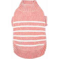 Pets Blueberry Pet Cozy Soft Chenille Striped Dog Sweater 14" in Dusty Rose Pink