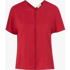 Calvin Klein Dam Blusar Calvin Klein Blus Hammered Satin V Neck SS Blouse - Röd