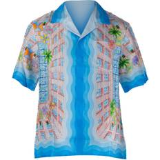 Silk Shirts Casablanca Men's Satin Shirt with Cuban Collar - Multicolor