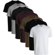 Green - Men T-shirts French Connection Seven Pack Crew T-Shirts - Khaki