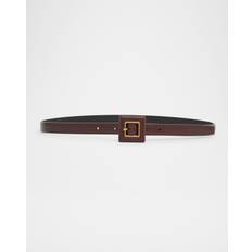 Naranja Cinturones Saint Laurent Skinny Brushed Leather Belt - Papaya Seed - Brown