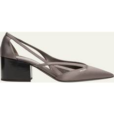 Prada Pumps Prada Logo Satin Pointy-Toe Pump