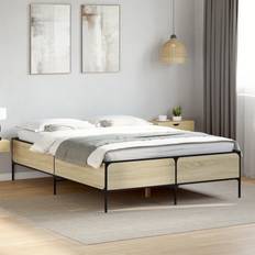 160cm Estructuras de cama Bettgestell Sonoma-Eiche 160x200 cm Holzwerkstoff und Metall Bettrahmen