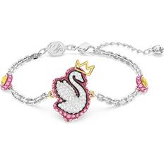 Swarovski Swan bracelet, Swan, Pink, Rhodium plated