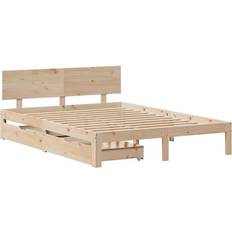 Beds & Mattresses vidaXL Bed Frame with Drawers 140x190 cm Brown