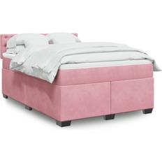 Cama Doble Conjuntos de Cama vidaXL Boxspringbett Mit Matratze Dunkelrosa 140x200 cm Samt - Rosa Betten-Sets