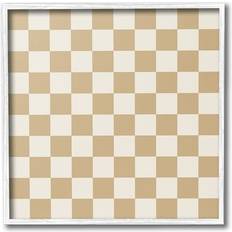 Framed Art Stupell Industries Neutral Checkered Pattern Single Picture Frame 24.0 H x 24.0 W x 1.5 D in Brown Framed Art 24x24"