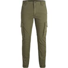 Solid Colours Trousers Jack & Jones JJFlake Cargo Trousers Khaki Green