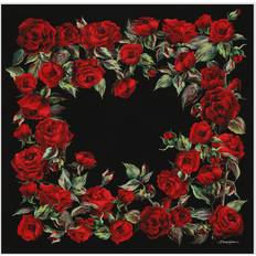 Rood Sjaals Dolce & Gabbana Silk Twill Foulard Red/Rose-print