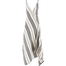 Ferragamo Midi Dresses Ferragamo Asymmetric Striped Backless Midi Dress - Grey