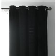 Habitat Plain Matt Velvet Eyelet Curtains - Black (Width 168 cm x 183 cm)