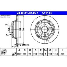 Pièces de véhicule ATE Brake Disc 24.0311-0145.1