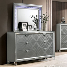 Furniture Rosdorf Park Berl 6-drawer Dresser With Mirror 41.0 H x 64.38 W x 17.75 D Brown/Gray/White Chest of Drawer