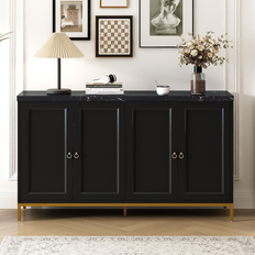 Cabinets Bed Bath & Beyond 60'' Modern Wide 4 Doors With Adjustable Shelves 59.3 In. W x 34.2 In. H x 15.5 In. D Sideboard