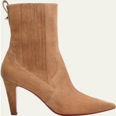 Christian Louboutin Chelsea Boots Christian Louboutin Suede Stiletto Chelsea Booties - Beige