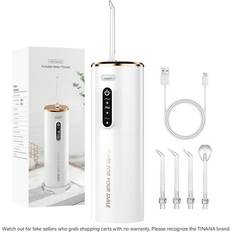 Electric Toothbrushes & Irrigators Tinana Water Dental Flosser: Portable Cordless Electric Water Flosser with 5 Jet Tips 3 Modes Rechargeable Oral Irrigator with 280ml Water Tank IPX7 Waterproof for Teeth Cleaning-All White