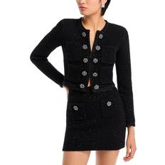 Self-Portrait Textured Knit Jacket - Black