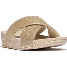 Guld Slides Fitflop Lulu Glitterdust Cross Slides Sandal - Guld