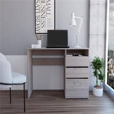 Kenai 3 Drawers Computer Light Gray Writing Desk