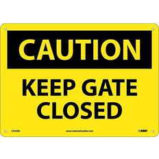 Multicolored Workplace Signs NMC Keep Gate Closed Wall Mount 10" High 14" Wide - Yellow And Black