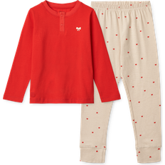 GOTS (Global Organic Textile Standard) Pysjamaser Liewood Holiday Bow Wilhelm Pyjamas Set - Sandy/Apple Red