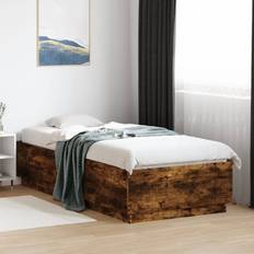 200cm Bed Frames vidaXL Bed Frame without Mattress 100x200 cm Smoked Oak