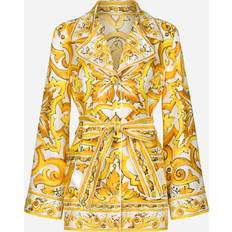 Femme - Jaune Chemises Dolce & Gabbana Silk Majolica Print Pyjama Shirt Yellow