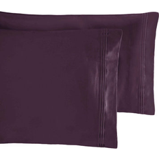 Egyptian Cotton Textiles Egyptian Cotton Sateen Pillowcase Set King - Plum Pillow Case Purple, Red