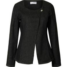 Denim/Jeansstof Blazere Selected Denim Blazer - Sort