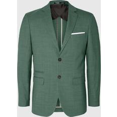 Hør Jakkesæt Selected Slim Fit Enkeltradet Blazer - Grøn