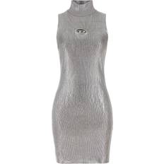 Ritssluiting Jurken Diesel Woman Coton Métallisé - Silver