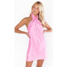 Show Me Your Mumu Jasmine Halter Mini Dress - Pink Luxe Satin