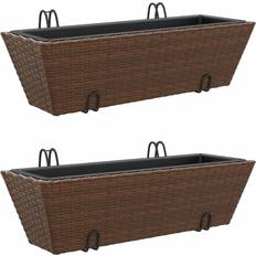 VidaXL Pots vidaXL Planters With Hooks 2 pcs Brown Poly Rattan