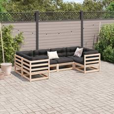 Garden Sofa 6 Piece Solid Wood Pine 67 cm H x 70 cm W x 70 cm D Outdoor Lounge Set