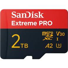 2 To Cartes mémoire SanDisk Extreme Pro microSDXC Class 10 UHS-I U3 V30 A2 200/140MB/s 2TB +SD adapters