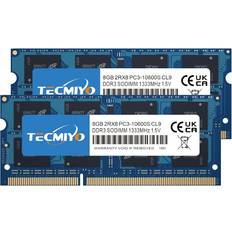 1333 MHz - 16 GB - SO-DIMM DDR3 RAM minnen TECMIYO SO-DIMM DDR3 1333MHz 2x8GB (‎20200713-1)