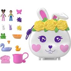 Mattel Polly Pocket Coffret Jardin Lapin avec 2 Mini-Figurines, 12 Accessoires, 2 Accessoires Qui Changent De Couleur, Jeu D’Eau, Jouet Enfant, Dès 3 Ans, HKV36