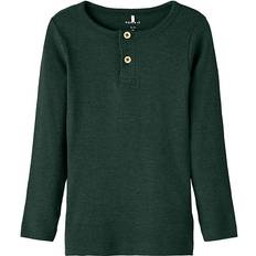 Name It Oberteile Name It Rib Button Long Sleeved Top - Pine Grove (13198045-925484)