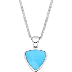 Small Curved Triangle Necklace - Silver/Turquoise
