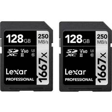 128 GB - SDXC Schede di Memoria & Chiavette USB LEXAR Professional 1667x SDXC UHS-II Class 10 U3 V60 250/120 MB/s 128GB