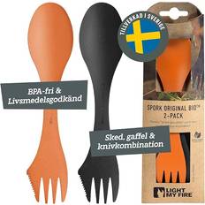 Antiadherente Juegos de cubiertos Light My Fire Tenedor-cuchara Spork original BIO naranja negro (Pack de 2) Orange/Black Juego de cubiertos 17cm 2pcs