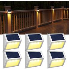 Battery Powered Pole Lighting GVOREE Solar Fence White Gate Lamp 8.2cm 6pcs