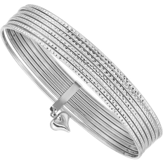 Bagatela Heart Textured Bangle Bracelet - White Gold