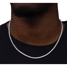 GLD Tennis Necklace 3mm - White Gold/Transparent