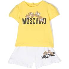 Moschino Kid's Teddy Bear Print Cotton Shorts Set - Yellow/White